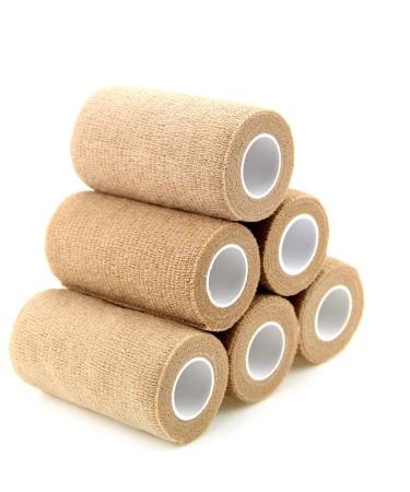 AUPCON Vet Wrap Self Adherent Wrap Cohesive Bandage Animal Bandage Self Adhesive Bandages for Horse  Pets & Ankle Sprains & Swelling (4in Beige) 4 in Beige