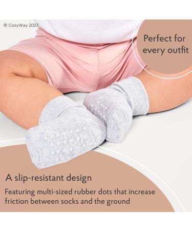 CozyWay Baby Non-Slip Toddler Socks 6-12 Months Girls | 12 Pairs Gripper Ankle Style - Buy Online on SooperMarket.com