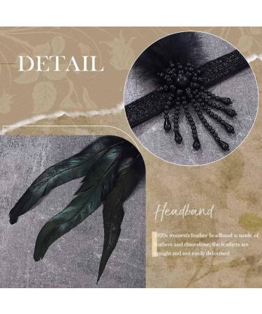 Handcess 1920s Flapper Feather Headband Black Feather Beaded Headband Women's Vintage Flapper Headpiece 20's Theme Cocktail Hair Accessories for Costume Prom Carnival Theme Party - Buy Online on SooperMarket.com