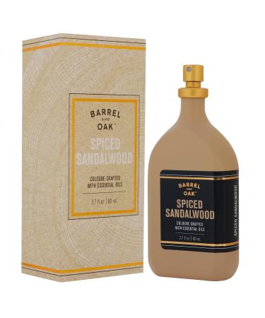 Barrel and Oak - Natural Fragrance Cologne Cologne for Men Eau de Cologne Essential Oil-Based Scent Fresh Bergamot & White Cedar Blend Paraben- & SLS-Free Vegan (Spiced Sandalwood 2.7 fl oz)
