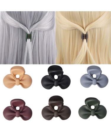 DEEKA 6 PCS Bowknot Hair Claw Clips 1.5 Inch Small Jaw Clips Resin Plastic Non Slip Hair Accessories Hair Grips for Women Color-C