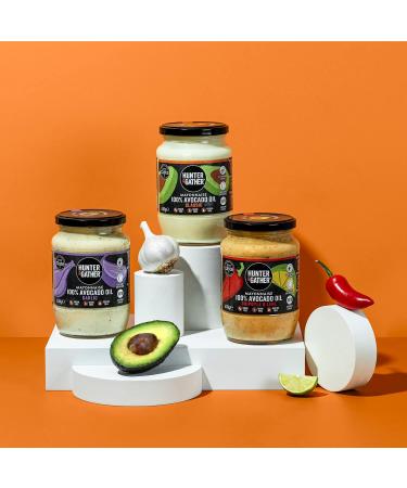 Hunter & Gather Garlic Avocado Oil Mayonnaise 630g | Paleo Keto Avocado Mayo with British Free Range Egg Yolk | Gluten & Sugar Free Avocado Mayo | Lemon Zest & Black Pepper | 630g - Buy Online on SooperMarket.com