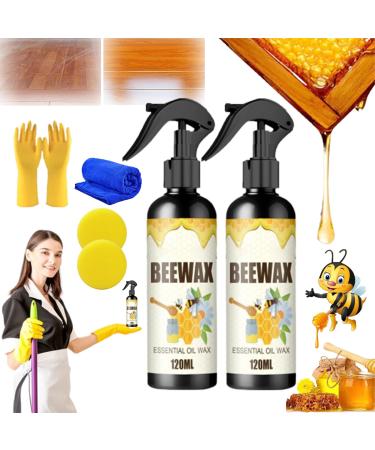 Natural Micro-Molecularized Beeswax Spray Wood Seasoning Beeswax Household Polishing Bees Wax Furniture Polish and Cleaner Natural Beewax Furniture Care Polishing (2pcs)