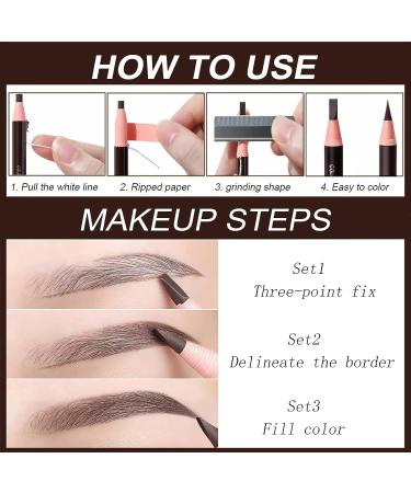 Sumeitang 12 Pcs Dark Brown Eyebrow Pencil Set for Tattoo Makeup and Microblading - Waterproof and Durable Permanent Eyebrow Liners - Buy Online on SooperMarket.com