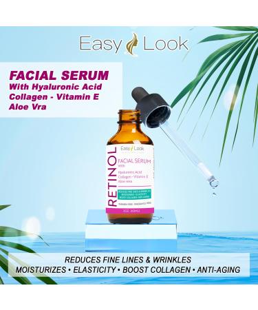 Buy Retinol Serum for Face - Anti-Aging Hydrating Hyaluronic Acid Collagen & Vitamin E - Tighten Lift & Plump All Skin Types - 2 Fl Oz - Buy Online on SooperMarket.com