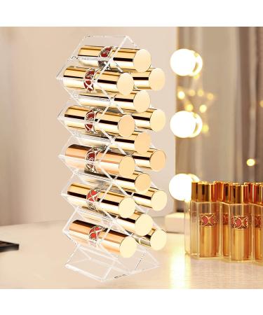 Tasybox Clear Acrylic Lipstick Organizer with 16 Slots - Lipstick Holder and Storage Case Display Stand - 3.07 x 2.4 x 8.97 Inch - Buy Online on SooperMarket.com