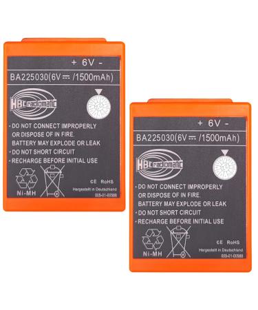 (2-Pcs) BA225030 6V 1500mah Ni-Mh Rechargeable Battery for HBC Pump Truck Remote Control Crane FUB 05AA Battery (6 Volt 1.5Ah Ni-Mh Rechargrable)