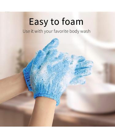 Reusable Blue Exfoliating Glove - 2pc Set for Body Scrubbing and Dead Skin Removal - Buy Online on SooperMarket.com