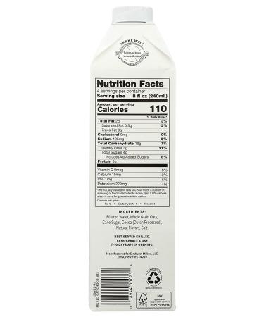 ELMHURST Chocolate Milked Oats 32 oz - Delicious dairy-free chocolate oat milk - Buy Online on SooperMarket.com