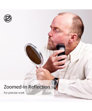 Handheld Double Sided Magnifying Mirror with Handle | 1X 2X Makeup Mirror | Acrylic | Rounded Shape | Transparent - 1 PCS - Buy Online on SooperMarket.com