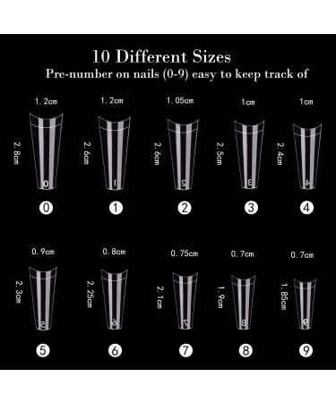 1000PCS Curved Long Coffin Nail Tips - Half Cover Ballerina Fake Nails for DIY Mani-Pedi | 10 Sizes - Perfect for Nail Studios - Buy Online on SooperMarket.com