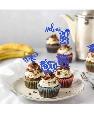 Pack of 24 Graduation Cake Decorations Graduation Cupcake Toppers Graduation Cake Decorations Cake Toppers for Graduation Parties Graduation Proms Dark Blue - Buy Online on SooperMarket.com