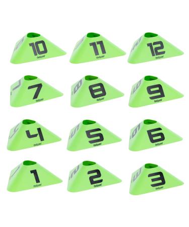 GoSports Modern Sports Cones - 12 Pack with Numbered Cones - Great for Soccer, Basketball, Football and More