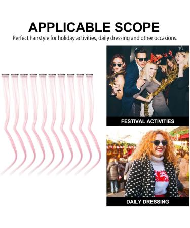 10pc Straight Hair Extensions Ponytail Wigs High Temperature Fiber Clip Hairpiece Women Girls Party Highlights Pink - Buy Online on SooperMarket.com