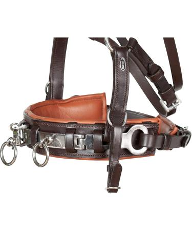 Heinick-Reitsport Professional Leather Cavesson with Stainless Steel Bit Strap Nosepiece - Brown-Chestnut - Ideal for Thoroughbreds - International Shipping Available - Buy Online on SooperMarket.com