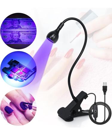 Geisofu 395nm UV Nail Lamp with Clamp | Portable Black Light LED UV Lamp for Gel Nails | 4 Dimming Levels | 5V USB Input - Buy Online on SooperMarket.com