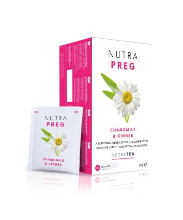 NUTRAPREG - Pregnancy Tea | Morning Sickness Tea - Help Ease Nausea & Support Mothers Wellbeing - Includes Ginger Peppermint & Chamomile - 20 Enveloped Tea Bags - by Nutra Tea - Herbal Tea 20 Count (Pack of 1)