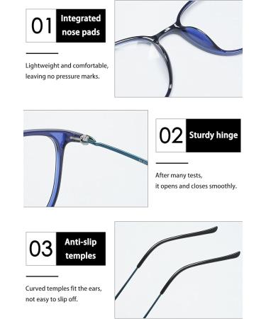Koosufa Classic Retro Glasses Frames - Thin Nerd Glasses for Men & Women Ultra-Light TR90 Panto Frames with Case - Stylish Prescription-Free Eyewear in Blue - Buy Online on SooperMarket.com