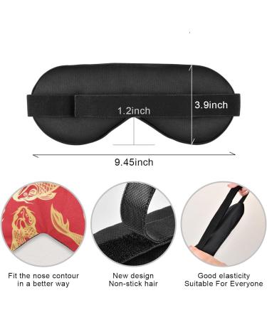 Haskirky Light Blocking Eye Mask for Deep Sleep | Adjustable for Men and Women | Ideal for Travel, Yoga, and Meditation | Red Ukiyoe Fish Design - Buy Online on SooperMarket.com
