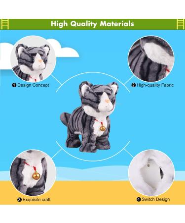 Marsjoy Interactive Robot Cat Plush Toy - Gray Pattern, Electronic Pet for Girls, Kids - 12 inches - Buy Online on SooperMarket.com