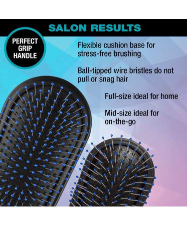 Conair Salon Results Hairbrush Set - Wire Bristles, Cushion Base - Travel & Full-Size Brushes - 2 Count - Buy Online on SooperMarket.com