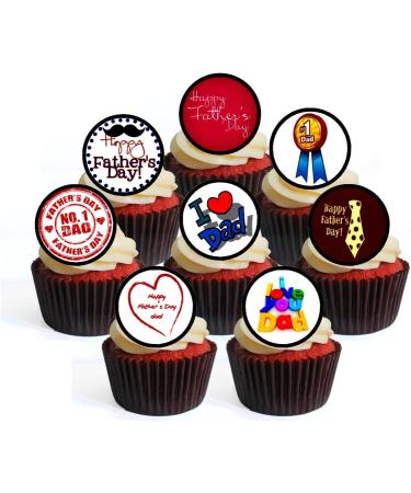 48 PRECUT Fathers Day Edible Mini Cupcake Toppers - Premium Thickness SWEETENED VANILLA - wafer card disc cake decorations - Buy Online on SooperMarket.com