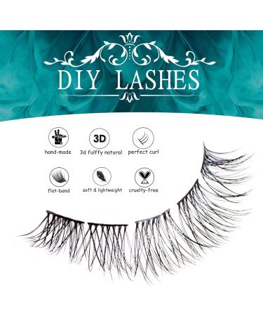 SISILILY Individual Lashes 6 Rows Cluster D Curl DIY Eyelash Extension Kit | Reusable 3D False Eyelashes Natural | Flat Tweezer | 14mm Length | DM04-14mm - Buy Online on SooperMarket.com