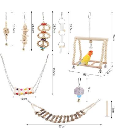 Seahelms 8Pcs Parrot Chewing Toys with Hammock & Bells for Cockatiels, Budgies, & Macaws - Buy Online on SooperMarket.com