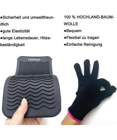Heat-Resistant Mat Bag & Glove Set for Hair Styling Tools - Curls Smoothing Iron | 28.5cm x 14cm | Black - Buy Online on SooperMarket.com