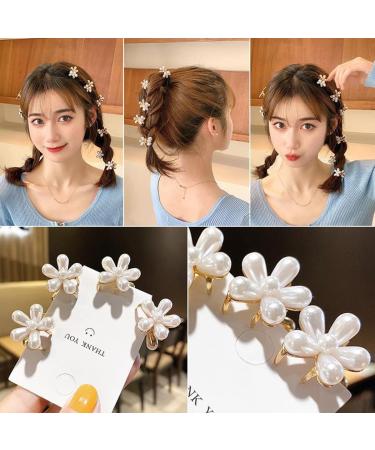 Mini Pearl Flower Hair Claw Clips - Set of 20 | Sweet Daisy Design | Decorative Hair Accessories for Women and Girls - Buy Online on SooperMarket.com