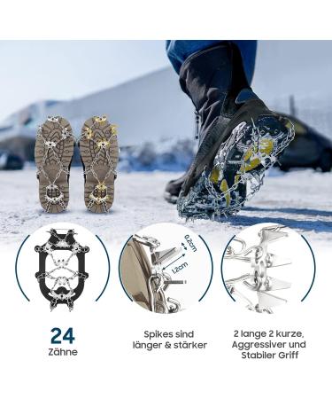 Jateka 24 Teeth Stainless Steel Crampons - Anti-Slip Spikes for Winter Walking Mountaineering & Trail Running - Adult & Kids Size - Buy Online on SooperMarket.com