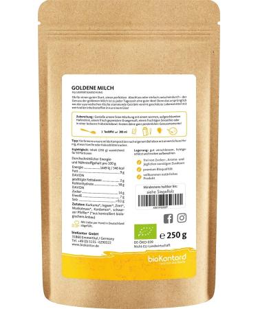 Golden Milk Powder ORGANIC 250g - Sugar-Free Turmeric Latte Mix | bioKontor - Buy Online on SooperMarket.com