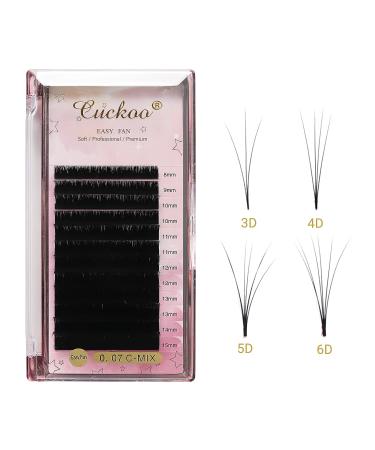 Cuckoo Volume Eyelash Extensions 0.07mm C Curl 8-15 Mixed Length Easy Fan 2 Trays - Professional Rapid Blooming Self Fanning Lashes - Buy Online on SooperMarket.com