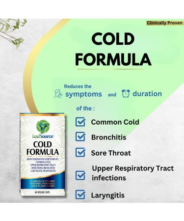 Leafsource Cold Formula Capsules Naturally Reduces Duration & Relieve Cold Symptoms Flu Upper Respiratory Tract Infections Bronchitis Sore Throat and Laryngitis Plant-Based Ingredient Vegan Immune Modulator NPN 80114231 (60 Counts) 60 count (Pack of 1) - Buy Online on SooperMarket.com