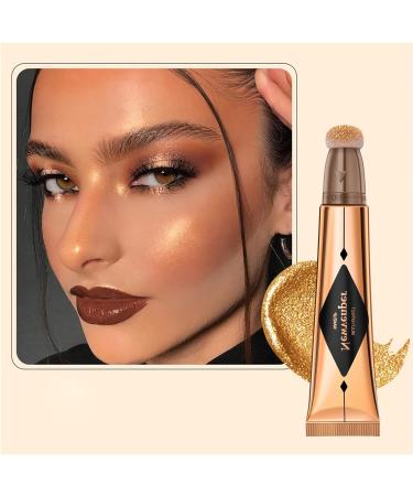 Gold Liquid Highlighter Beauty Wand with Cushion Applicator - 15g | Long Lasting Shimmer Finish Makeup Stick - Face Illuminator Luminizer - Buy Online on SooperMarket.com