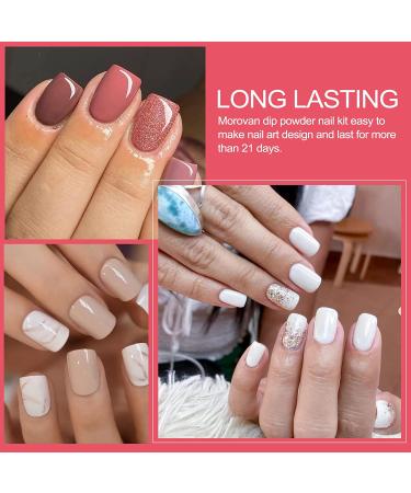 Morovan Dip Powder Nail Kit - 8 Colors Starter Kit for French Manicure - DIY Salon Quality Dipping Powder Set - Buy Online on SooperMarket.com