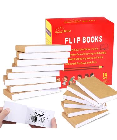 14 Pack Blank Flipbooks, 840 Sheets (1680 Pages) Flip Book Paper for Animation, Sketching and Cartoon Creation, 120GSM No Bleed Drawing Paper and Sewn Binding (4.5" x 2.5")
