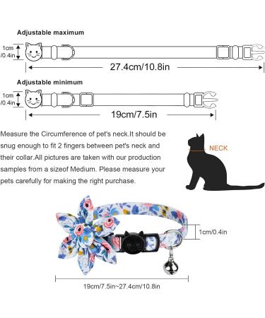 Pet Cat Safety Collar Breakaway Cat Collar with Bells Adjustable Cat Collars with Sunflower Cute and Soft Cat Collars Cat Collar Accessories for Cat and Small Animals Pets Blueflower - Buy Online on SooperMarket.com