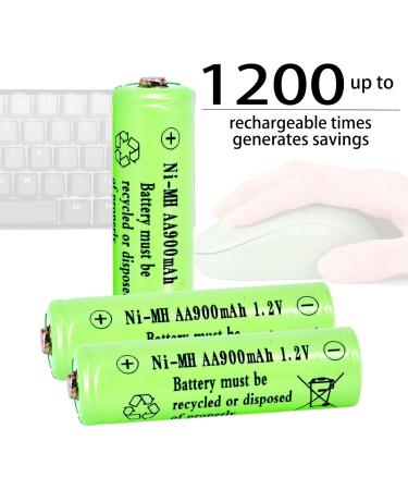 1.2V AA NIMH 900mAh Rechargeable Batteries - 12 Pack for Outdoor Solar Lights & LED String Lights - Buy Online on SooperMarket.com