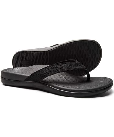 LLSOARSS Plantar Fasciitis Feet Sandal with Arch Support - Best Orthotic flip Flops for Flat FeetHeel Pain- for Women 11 Black
