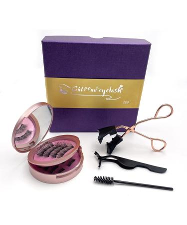 Magnetic Eyelashes Set - Reusable, Natural Look, Waterproof - 3 Pairs False Lashes with Applicator - Rose - 3D Effect - Buy Online on SooperMarket.com
