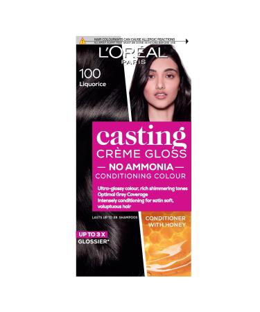 L Or al Paris Ammonia Free Semi-Permanent Hair Dye 100 Liquorice Glossy Hair Colour Natural Looking Finish For up to 28 Shampoos Casting Cr me Gloss 1 Application 100 Liquorice 1 Count (Pack of 1)