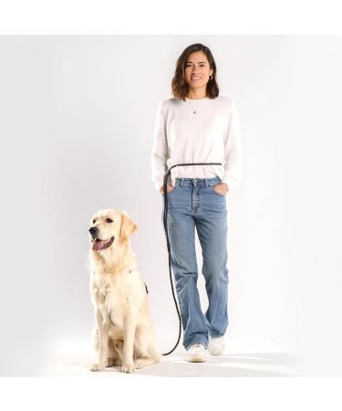 Hands-Free Dog Leash - 2m Adjustable Belly Belt 3-in-1 Running & Training Leash for Large & Small Dogs - Rope Leash in Black - Buy Online on SooperMarket.com