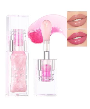 Color Changing Lip Oil Pink Shimmer Color Changing Lipstick and Tinted Lip Gloss Moisturizing Clear Plumping Lip Oil Glitter PH Lip Balm for Lip Care and Dry Lips