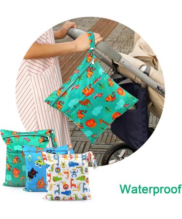 Ballery 3 Pcs Wet Dry Bag Set | Waterproof Reusable Nappy Cloth Diaper Travel Bag with Handle and Zipper Pockets - Ideal for Baby, Beach, Pool, Gym - Buy Online on SooperMarket.com