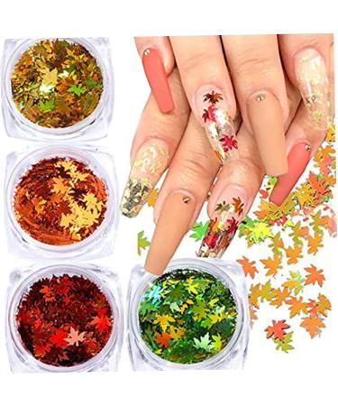 Maple Leaf Nail Art Sequins Maple Leaf Nail Glitters Stickers Autumn Nail Sequins for Nail Art 4 Colors - Buy Online on SooperMarket.com