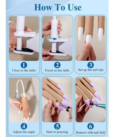 Flexible Silicone Practice Hand for Acrylic Nails with 100PCS White Nail Tips - Buy Online on SooperMarket.com