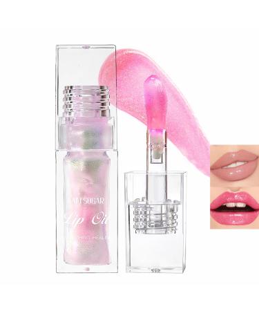 Magic Color Changing Lip Oil Hydrating Shimmer Lip Glow Oil Moisturizing Lip Oil Glossy Transparent Plumping Lip Gloss Warm Change Tinted Lip Oil for Lip Care and Dry Lips (#2 Shimmer Color Changing)