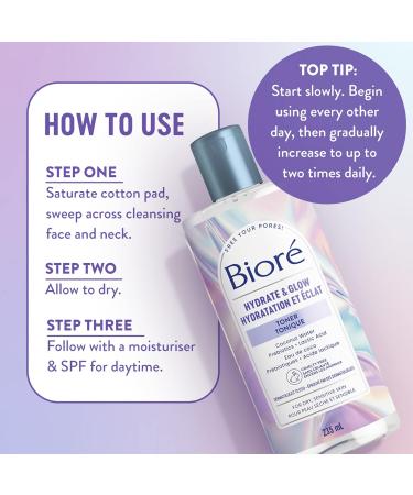Bior Hydrate & Glow Toner Alcohol Free Facial Toner for Dry Sensitive Skin infused with Prebiotics 2% Lactic Acid and Coconut Water | Dermatologist Tested Cruelty Free and Fragrance Free (235mL) - Buy Online on SooperMarket.com