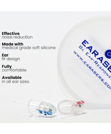 Earasers US Musicians Hearing Protection Earplugs - Reusable Silicone Earplugs with Carrying Bag - 19dB Noise Reduction for Concerts DJs & Drummers - Large Size - Buy Online on SooperMarket.com